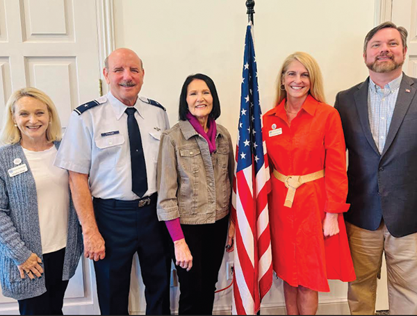 Left to Right: Shelley Shaw, HSC 1st Vice President and Programs Chair; Brigadier General Paul A. Pocopanni, Jr., Speaker; Dianne Shaw; Heather Pierce, HSC President and Alabama State Representative Mike Shaw.