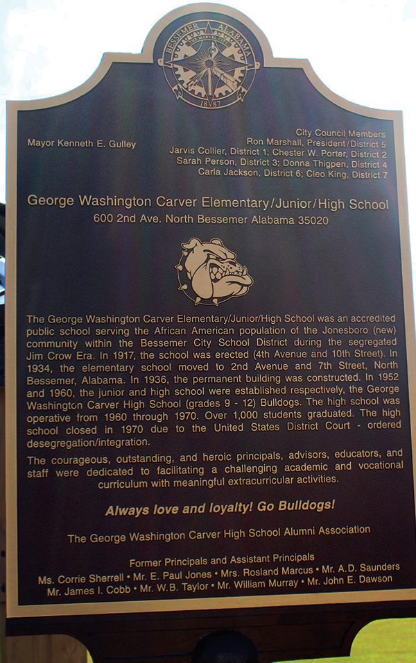 Photo of historical Carver School marker