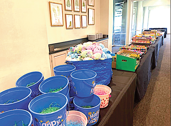 Easter baskets prepared by the Hoover Service Club.