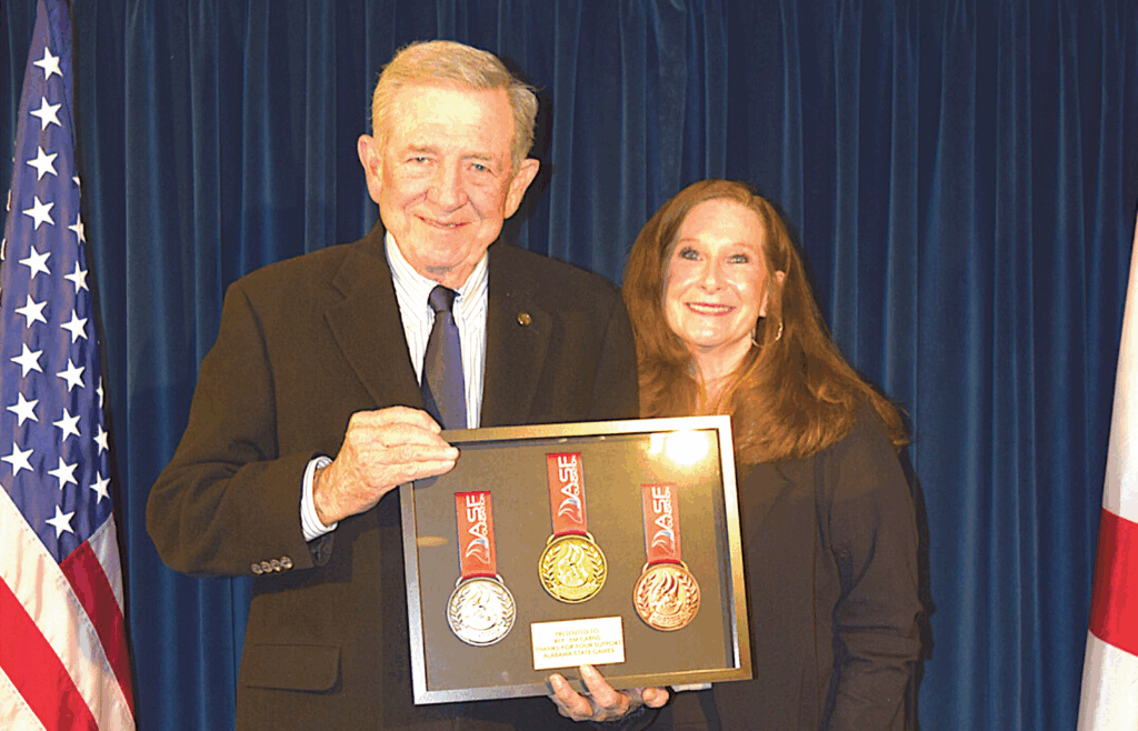 The ASF Foundation honored Representative Jim Carnes (Jefferson & Shelby counties) for his continued support of the Alabama State Games.