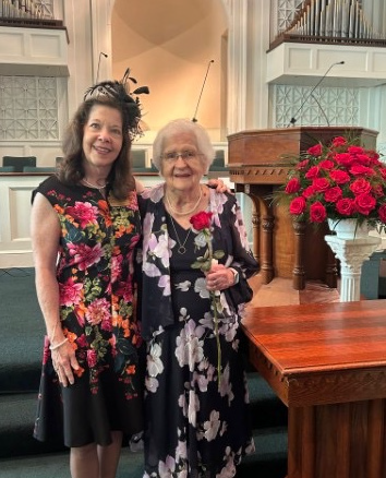 Beatrice Robbins Morris, celebrating her 75th reunion, with Dr. Clair Kinnaird Keel