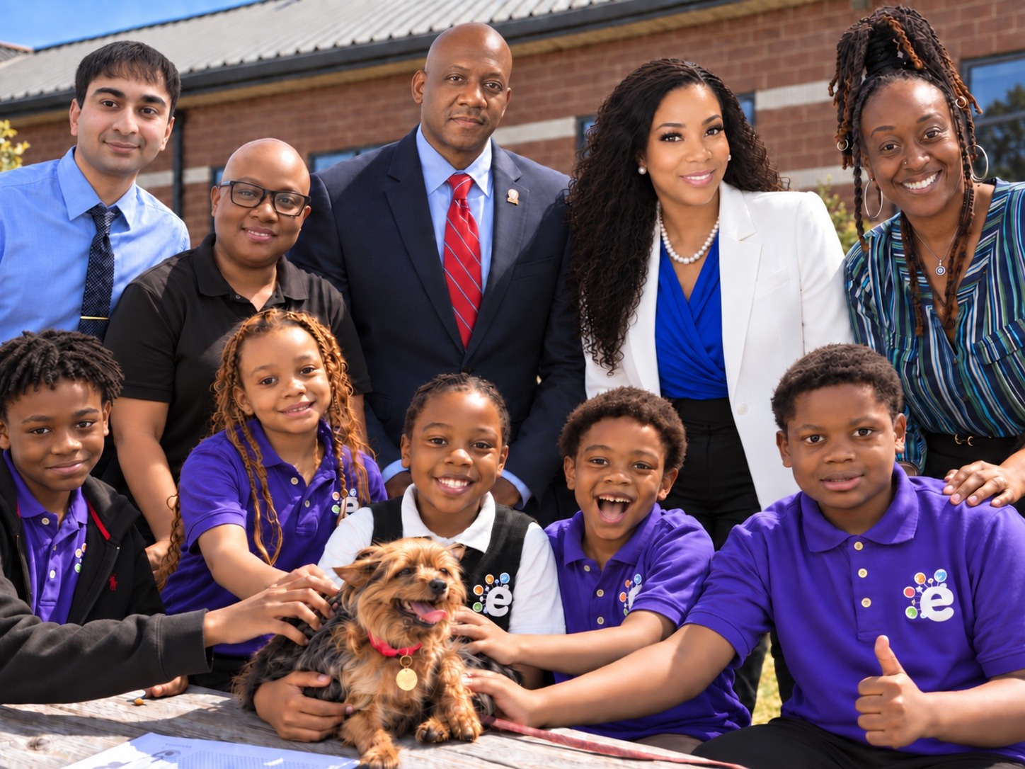 Empower Community School staff and students with Pet Partners therapy dog Lily.