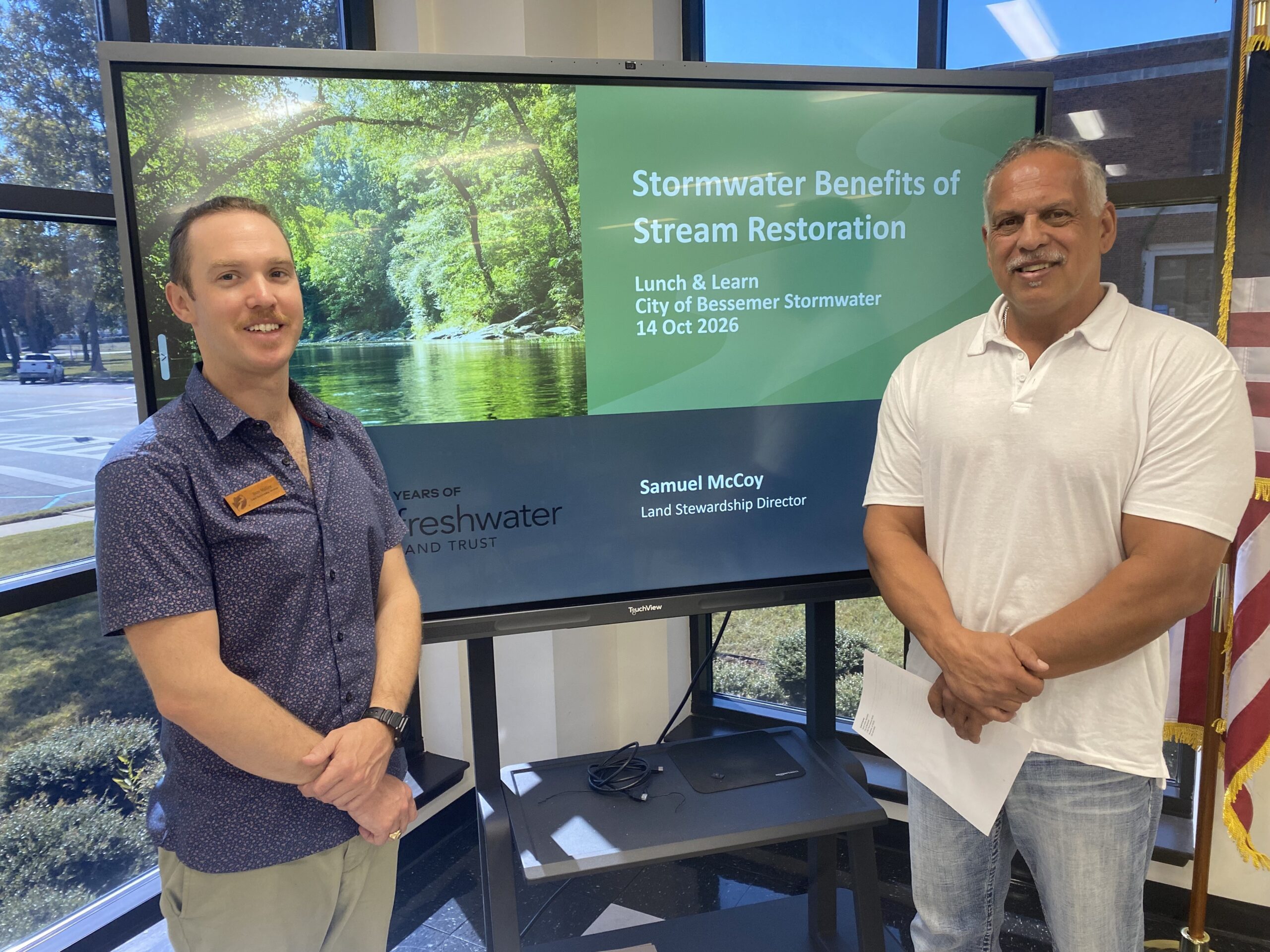 Sam McCoy and Scott Gurley at the City of Bessemer Storm Water Department Lunch & Learn on Wednesday, Oct. 14.